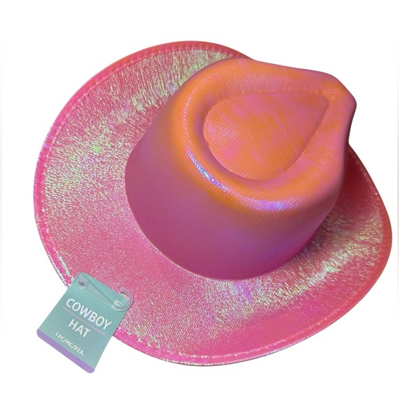 NWT Pink Iridescent Holographic Cowgirl Cowboy Hat - Picture 4 of 8